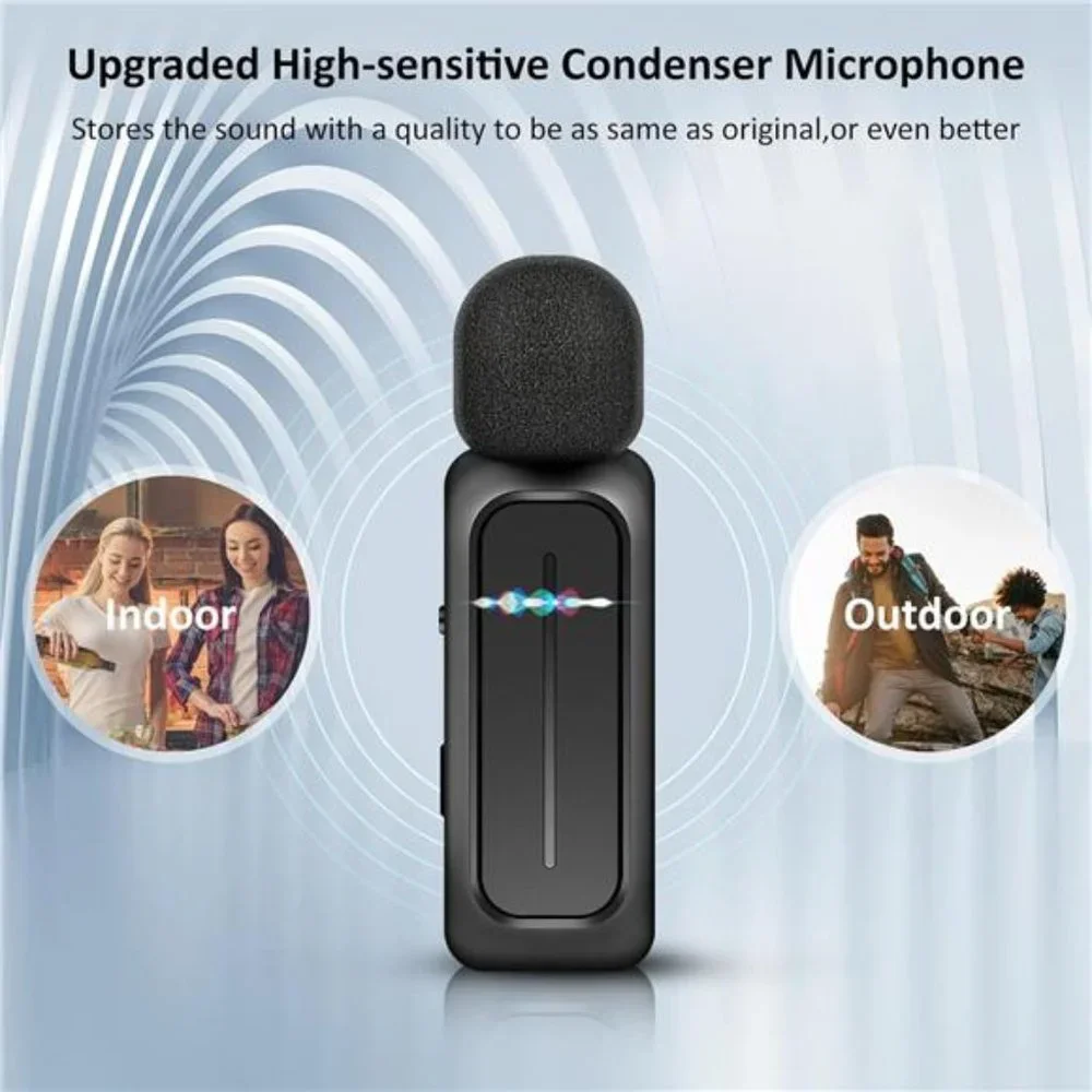 2 Pcs Wireless Lavalier Microphone with Charging Case, 3 Mode Denoise, 70ft